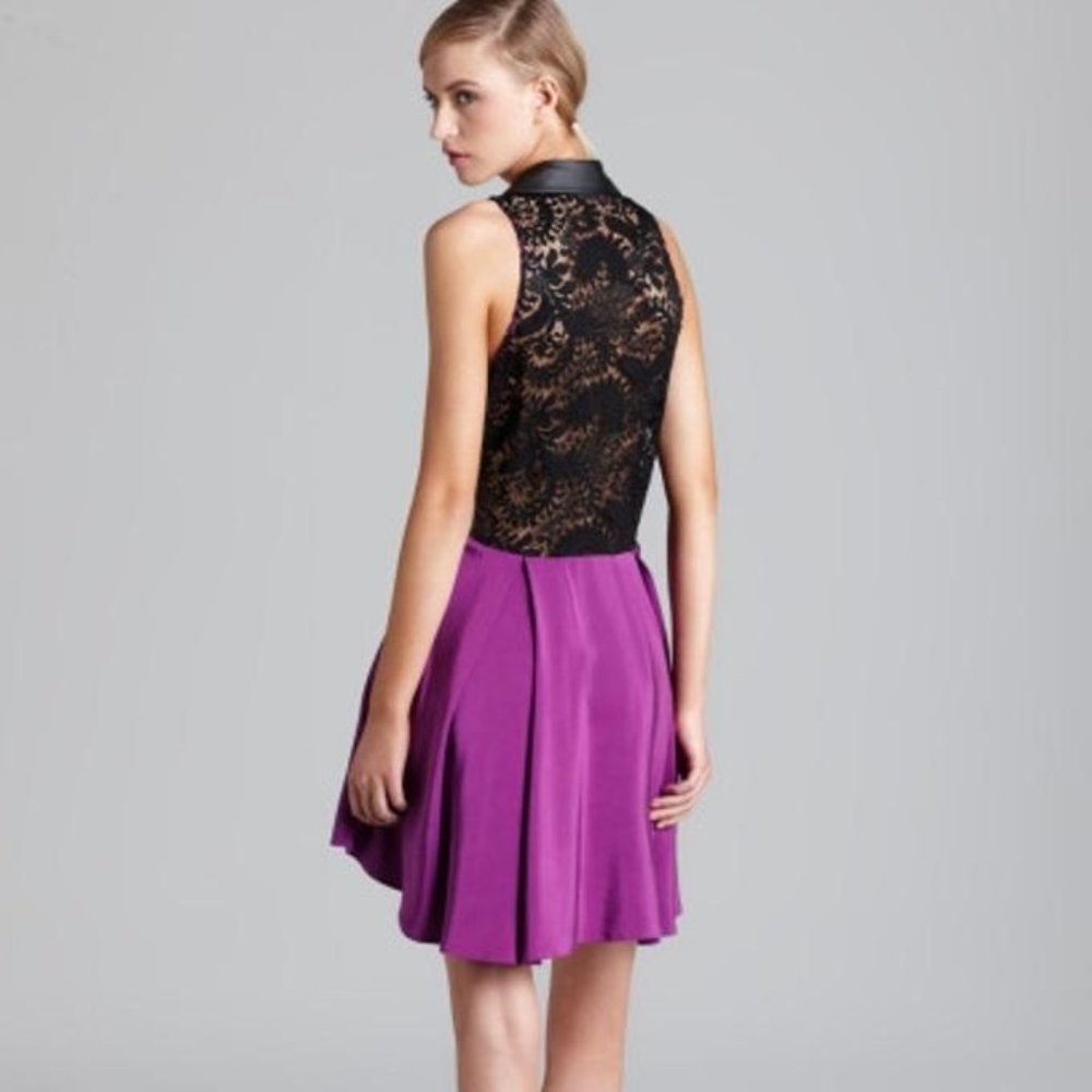 Madison Marcus Devise Silk & Lace Flowy Dress in Orchid Purple, Sz Small